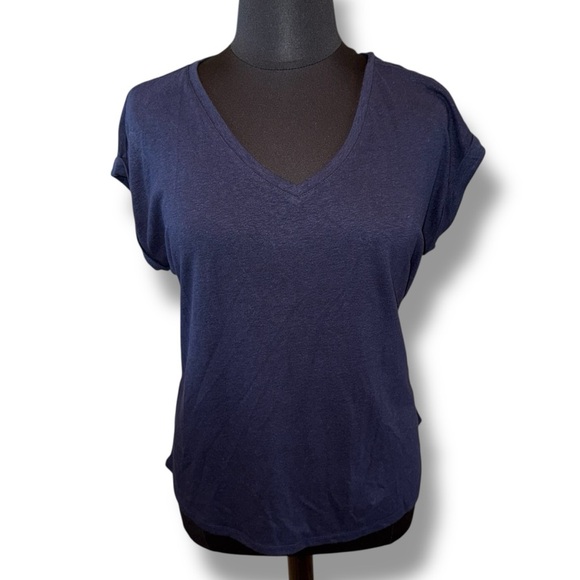 TALBOTS DROP SHOULDER V-NECK TEE - Plus 1X Indigo Blue - Picture 2 of 12